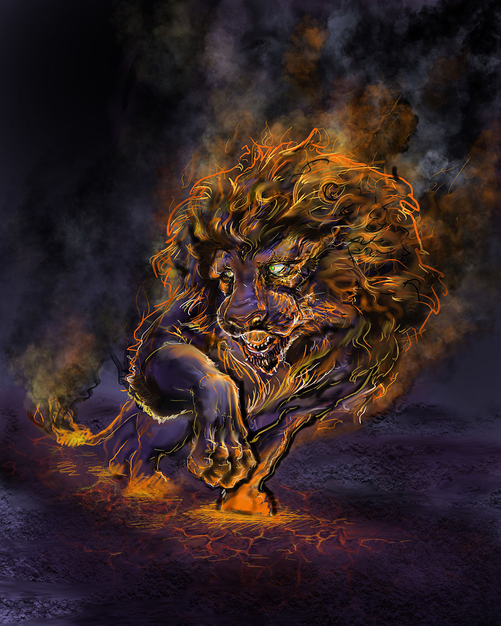 Madison Special: Fiery Leo 16″x20″ Premium Framed Canvas - Digi-Tarot